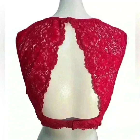 INC Velvet bralette in Red with Lace back Size XL NWOT - Picture 5 of 10